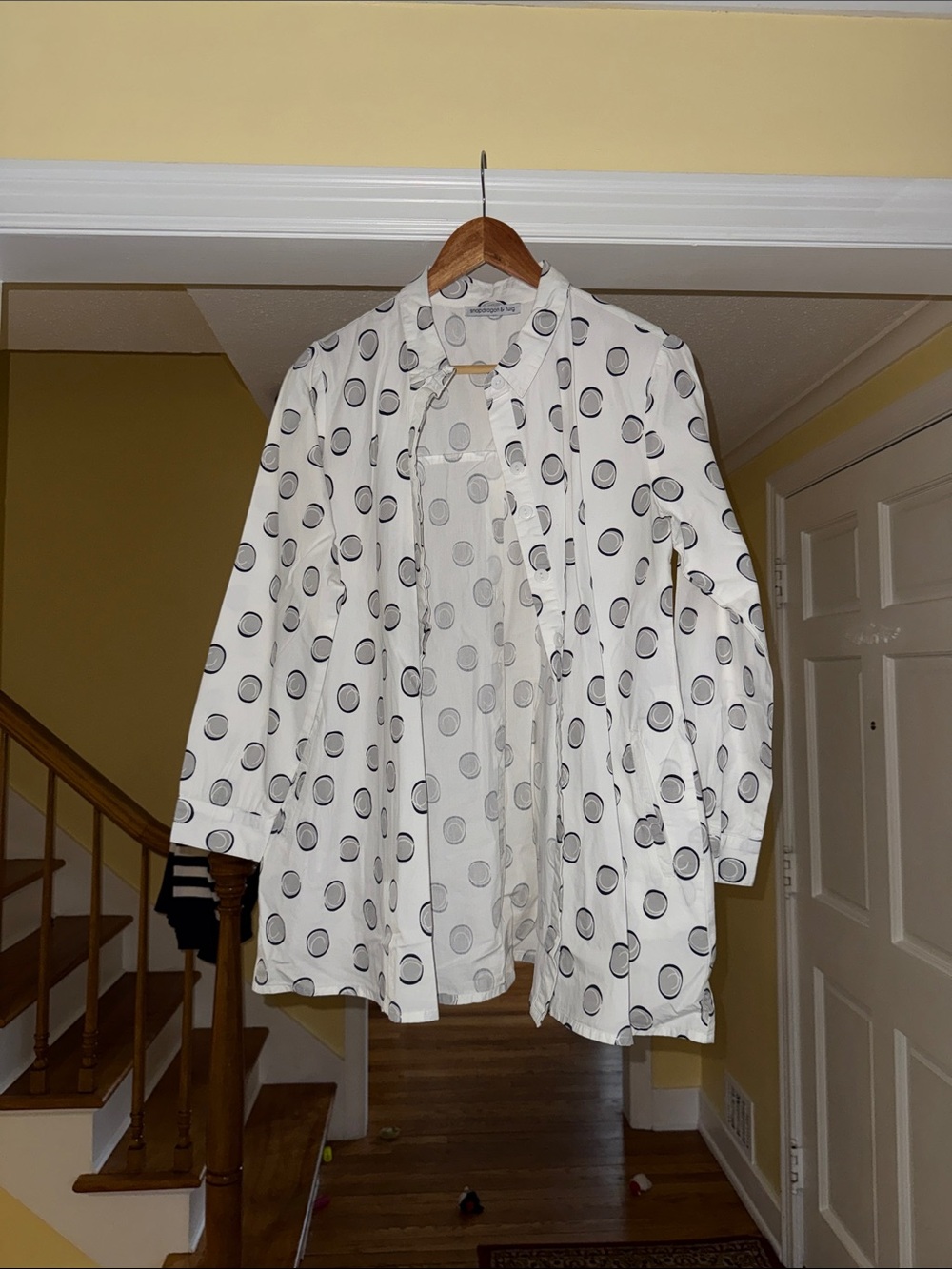 Polka Dot Tie-Neck White Blouse